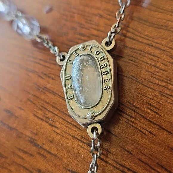 Crystal Rosary Clear Holy Land Necklace Cross Crucifix Catholic EAU De Lourdes - Picture 7 of 14